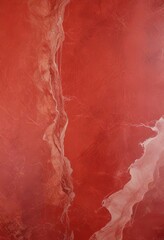 Poster - Abstract painting with red and white hues, featuring a vertical line and a horizontal line, creating a sense of movement and depth
