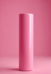 Poster - A tall, cylindrical pink object stands against a solid pink background