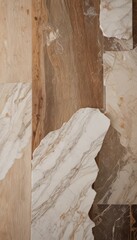 Leinwandbilder - a close-up view marble surface composed of various shades of brown and white marble pieces arranged in a pattern