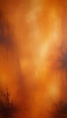 Fototapete - Abstract painting with warm orange and brown hues, featuring a textured and layered appearance