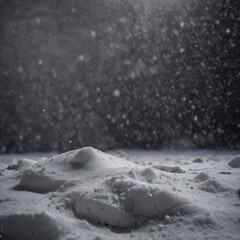 Aufkleber - Snowfall in a dark background, with a focus on the snow-covered ground and the snowflakes