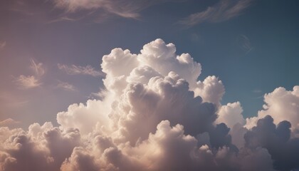 Poster - A breathtaking view sky filled with fluffy white clouds, captured from a high vantage point