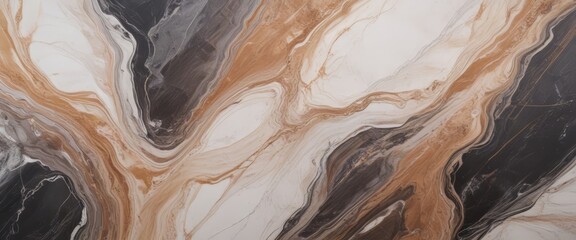 Leinwandbilder - a marble surface with a swirling pattern of brown, white, and black marble swirls, creating a dynamic and abstract visual effect