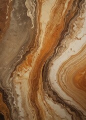 Leinwandbilder - a close-up view marble surface with a swirling pattern of brown, orange, and white hues, creating a sense of movement and depth