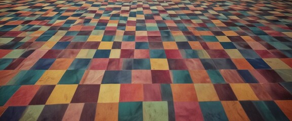 Leinwandbilder - a close-up view vibrant, abstract pattern composed of overlapping squares in various colors, creating a visually striking and dynamic design