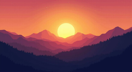 Wall Mural - sunset in the mountains