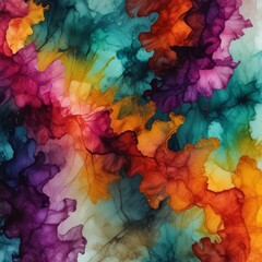 Poster - an abstract painting featuring a vibrant mix of colors, including shades of orange, pink, purple, and blue, creating a dynamic and visually striking composition