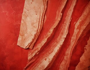 Leinwandbilder - a close-up view red rock formation with distinct layers and patterns, creating a striking visual effect