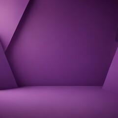 Poster - A purple room with a geometric pattern, featuring a large purple wall and a purple floor