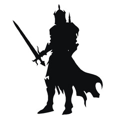 warrior with a sword silhouette vector illustration