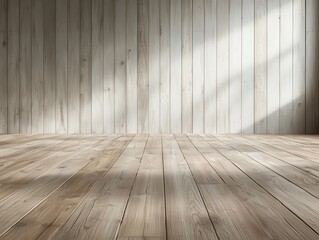 Wall Mural - Wooden Floor and Wall Background.