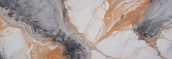 Leinwandbilder - a close-up view marble surface with a swirling pattern of gray, white, and orange hues, creating a sense of movement and dynamism
