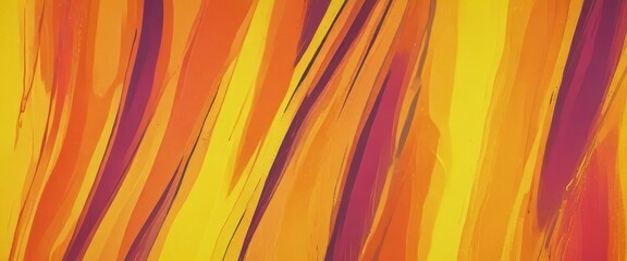 Poster - a vibrant abstract painting with bold, diagonal lines in shades of orange, yellow, and purple, creating a dynamic and energetic visual effect