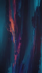 Poster - a digital artwork featuring a vibrant abstract composition of vertical lines and splashes of color, predominantly in shades of blue, orange, and pink