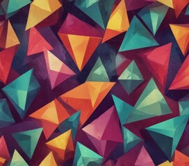 Aufkleber - a vibrant and abstract pattern composed of numerous triangles in various colors, including red, orange, yellow, green, blue, and purple, arranged in a seemingly random