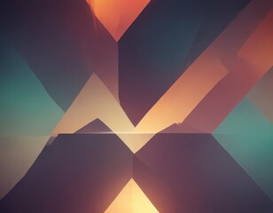 Poster - a vibrant abstract composition of intersecting lines and shapes in various shades of orange, blue, and green, creating a dynamic and visually striking effect