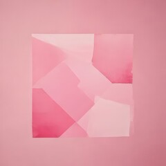 Poster - a square composed of overlapping pink and white shapes, set against a solid pink background