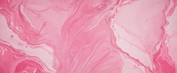 Poster - a close-up view pink marble-like surface with swirling patterns and textures, creating a visually striking and abstract design