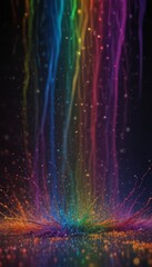 Poster - A vibrant splash of color erupts from a central point, creating a mesmerizing display of rainbow hues against a dark background