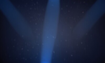 Poster - a blurred, dark background with three bright blue lights shining in the center, creating a sense of depth and movement