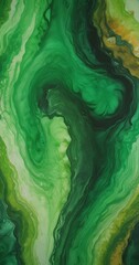 Aufkleber - a close-up view vibrant abstract painting with swirling patterns of green, yellow, and white colors