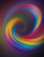 Poster - a vibrant, abstract spiral pattern composed of concentric circles in a spectrum of colors, including red, orange, yellow, green, blue, and purple, against a dark background