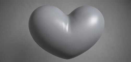 Poster - A white heart-shaped object floats against a gray background