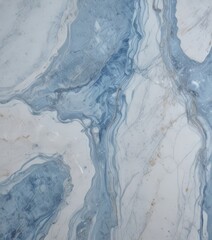 Poster - a close-up view marble surface with a swirling pattern of blue and white hues, creating a sense of movement and fluidity