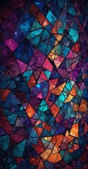Fototapete - a vibrant mosaic composed of numerous small, colorful tiles arranged in a complex pattern The tiles exhibit a range of hues, including shades of blue,