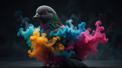 Sticker - Pigeon in a Splash of Colors