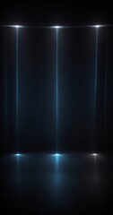 Poster - Three vertical light beams shine down on a dark, reflective surface, creating a striking contrast between the bright lights and the surrounding darkness