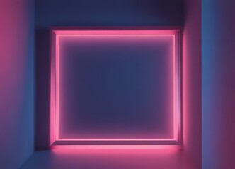 Aufkleber - A square-shaped frame with a pink border is illuminated by a pink light, creating a striking visual effect against a dark blue background