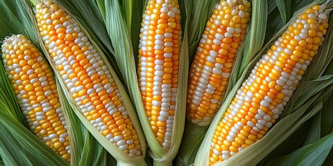 Wall Mural - Close-Up of Fresh Corn with Yellow Kernels