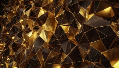 Aufkleber - a close-up view textured surface composed of numerous triangular shapes in varying shades of gold and black, creating a visually striking and abstract pattern