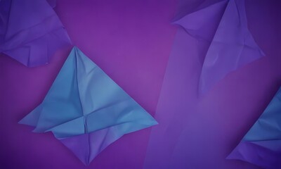 Fototapete - Origami paper swans in shades of blue and purple against a purple background