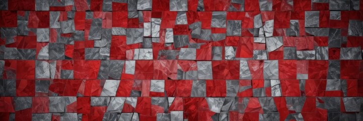 Fototapete - a mosaic pattern composed of red and gray squares, arranged in a grid-like fashion