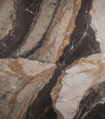 Poster - a close-up view marble surface with a striking pattern of dark and light marble veins, creating a sense of depth and texture
