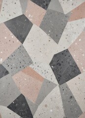 Leinwandbilder - a close-up view mosaic pattern composed of irregularly shaped tiles in various shades of gray, beige, and peach, with some darker tones