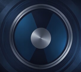 Leinwandbilder - a circular design with a silver circle at its center, surrounded by concentric blue and black rings The silver circle is centrally located, while the blue and black