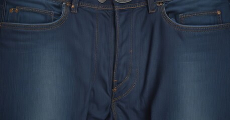 Fototapete - Close-up pair of blue jeans, focusing on the waistband and pockets