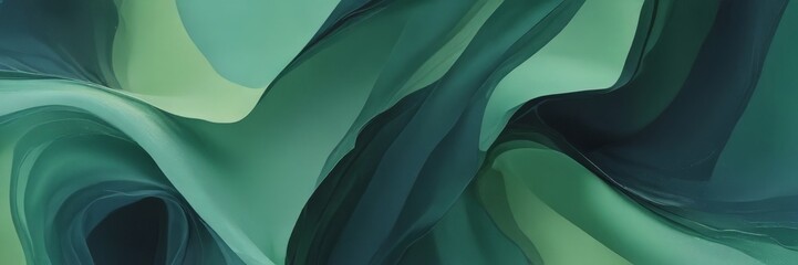 Fototapete - a vibrant abstract composition of overlapping, flowing shapes in shades of green and blue, creating a dynamic and visually captivating scene