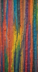 Leinwandbilder - a close-up view textured surface with vertical stripes in various colors, including red, orange, yellow, green, blue, and purple