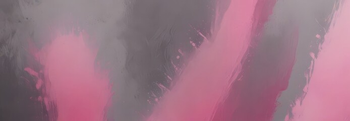Poster - Abstract painting with pink and gray brushstrokes, creating a dynamic and textured composition
