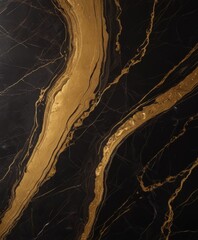 Poster - a close-up view marble surface with a striking pattern of gold and black swirls and lines