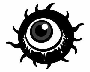 Wall Mural - Veiny Eyeball Black Silhouette Design.