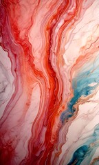Fototapete - a marble surface with a swirling pattern of pink, orange, and blue hues, creating a captivating abstract design