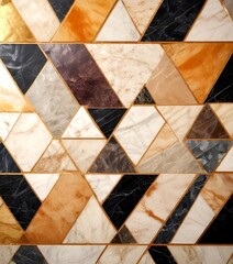 Leinwandbilder - a close-up view mosaic tile pattern composed of various shades of brown, black, and white tiles arranged in a geometric design