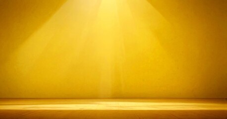 Poster - A spotlight shines down on a wooden floor, casting a warm glow on the surface