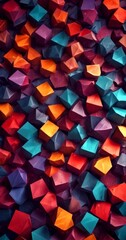 Poster - A vibrant mosaic of multicolored cubes, each with a unique pattern, creates a visually striking and abstract composition