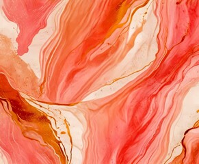 Aufkleber - a marble-like abstract pattern with pink and white swirls and splashes of gold, creating a visually striking and dynamic composition